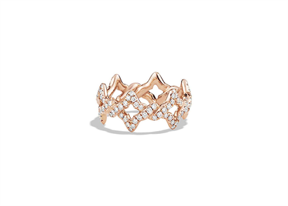 Rose Gold Plated CZ Studded Twisted Womens Ring